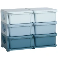 HOMCOM Aufbewahrungsbox für Kinder, Kinder-Aufbewahrungsbox, 3 Schubladen, Blau(m-1)