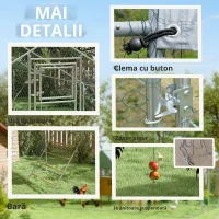 PawHut Grajd pentru pui, cu Pânză rezistentă la UV, Plasă de sârmă de oțel, Automat pentru furaje, pentru 18-24 pui(m-4)