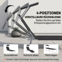 Outsunny Klapbare ligstoel met zonnescherm, verstelbare rugleuning, metalen frame, 187 x 58 x 36 cm, zwart(m-5)