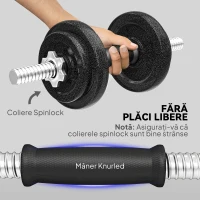 SPORTNOW Set greutăți și halter de 20 kg cu mânere antiderapante, 8 discuri de greutăți, bară de halter și 2 bare pentru gantere din oțel(m-5)
