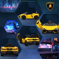 AIYAPLAY Mașină electrică 12V cu licență Lamborghini Revue vehicul electric telecomandă viteză 3-5 km/h 3-5 ani galben(m-6)