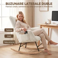 HOMCOM Scaun Balansoar Matlasat cu Buzunare Laterale, Alb Crem(m-7)