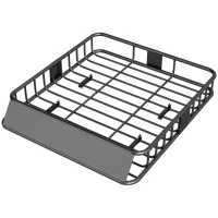 HOMCOM Auto Dakbagagedrager, Dakmand, 90,7 kg Draagvermogen, met Winddeflector, Stalen Buizen, Zwart(m-12)