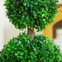 HOMCOM 2-delige set kunstboek, 2 buxusbomen, buiten, 17 cm x 17 cm x 60 cm, Groen + Bruin + Zwart.(m-8)