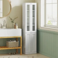 HOMCOM Mobile da bagno a 6 livelli con 4 ante soft-close e ripiani regolabili, bianco(m-10)