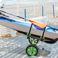 SPORTNOW Chariot de transport pour kayak stand-up paddle canoë avec largeur réglable grandes roues cadre en aluminium noir vert(m-10)