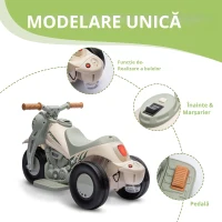 AIYAPLAY Moto electrică pentru copii 2-5 ani, 3 roți, 6 V, 3 km/h, cu funcție de bule, efecte luminoase și sonore, crem(m-5)