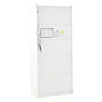 Vitrinenschrank, 4-türig, viel Stauraum mit 5 Einlegeböden, Landhaus-Stil, 80x38x180 cm, Weiß(m-9)