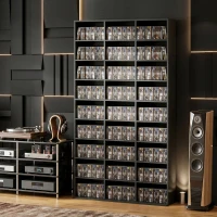 HOMCOM 835 CD/500 DVD Storage Unit, Blu-ray Media Storage Shelf with 27 Compartments and 21 Adjustable Shelves, Black(m-2)