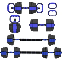 SPORTNOW Set Pesi da Palestra 6 in 1 in Plastica e Sabbia Utilizzabile come Kettlebell Manubri Bilanciere Supporto Blu(m-11)