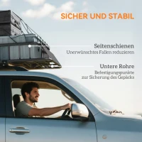 HOMCOM Auto Dakbagagedrager, Dakmand, 90,7 kg Draagvermogen, met Winddeflector, Stalen Buizen, Zwart(m-7)