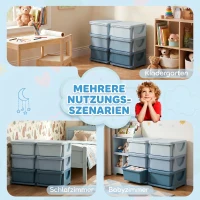 HOMCOM Aufbewahrungsbox für Kinder, Kinder-Aufbewahrungsbox, 3 Schubladen, Blau(m-5)