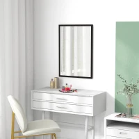 HOMCOM Miroir mural rectangulaire 50 x 70 cm, cadre en bois noir, idéal pour la salle de bain, salon ou chambre(m-8)