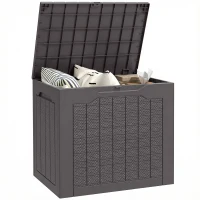 Outsunny Coffre de rangement extérieur 97L avec poignées encastrées, malle de rangement extérieur étanche 56 x 41 x 50 cm, marron(m-11)