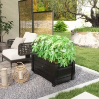 Outsunny verhoogd bed, bloembak met wielen, plantenbak voor tuin, massief hout(m-7)