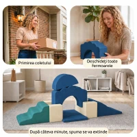 AIYAPLAY Set 7 Blocuri Moi pentru Copii 0,5-3 Ani cu Bază Antiderapantă, din Spumă și Catifea, Albastru(m-7)