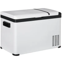 Outsunny Geleira de Compressor 30L Geleira Portátil de Carro CC 12V/24V e CA 110-240V até -22 ℃ com Tela Tátil e Alças para Barco Caminhão 61x32x40cm Branco(m-11)