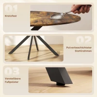 HOMCOM Ronde eettafel voor 4 personen, keukentafel in industriële stijl met stalen poten, voor eetkamer, keuken, Rustiek-Bruin(m-6)