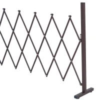 Outsunny Hek Voortuin Flexibel Breedte Scharend Hekwerk 300 Cm Tuin Afscheiding, Bruin(m-9)