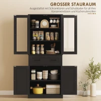 HOMCOM Keukenkast, buffet, acrylfront, lades, 76 x 40 x 182,5 cm, zwart(m-5)