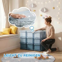 HOMCOM Aufbewahrungsbox für Kinder, Kinder-Aufbewahrungsbox, 3 Schubladen, Blau(m-6)