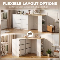 HOMCOM Vanity Table, Dressing Table with 6 Drawers and 3-Tier Shelf for Women and Girls, White(m-4)