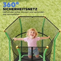 HOMCOM Trampolin für Kinder, 122 x 111 cm, mit Sicherheitsnetz, gepolstert, Stahl, belastbar bis 50 kg(m-6)