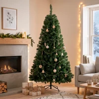 HOMCOM Árbol de Navidad 180 cm Artificial con 888 Ramas Ignífugas, Base Metálica Plegable, Verde(m-3)