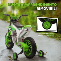 HOMCOM Moto da Cross Elettrica per Bambini con Rotelle, in PP e Metallo, 106.5x51.5x68 cm, Verde(m-6)