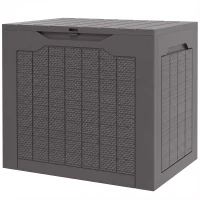 Outsunny Coffre de rangement extérieur 97L avec poignées encastrées, malle de rangement extérieur étanche 56 x 41 x 50 cm, marron(m-12)