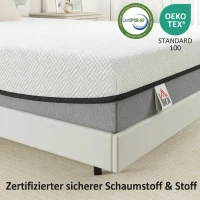 HOMCOM Matratze Taschenfederkernmatratze mit Memory-Schaumstoff grünem Tee H3 Härtegrad Oeko-TEX & CertiPUR 200x90x20 cm Grau(m-7)
