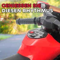 AIYAPLAY Elektro-Motorrad für Kinder, Hupe, Scheinwerfer, Musikfunktion, 2,5 km/h, Rot(m-7)