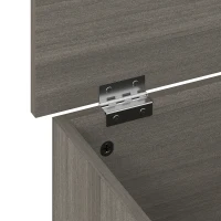 HOMCOM 100L Home Storage Box, with Safety Hinge - Dark Grey Wood-Effect(m-11)