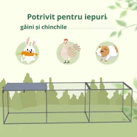 PawHut Țarc cușcă clapier exterior 3 m² pentru animale mici dim. 3 x 1 x 0,8 m oțel galvanizat(m-5)