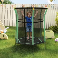 HOMCOM Trampolin für Kinder, 122 x 111 cm, mit Sicherheitsnetz, gepolstert, Stahl, belastbar bis 50 kg(m-2)