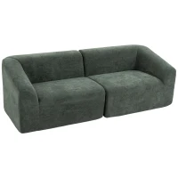 HOMCOM 3-Sitzer-Chenille-Sofa 225 cm, modernes gepolstertes Wohnzimmersofa mit breiter Sitzfläche, Federkernkissen, dunkelgrün(m-7)