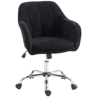 HOMCOM Modern Makeup Vanity Chair, Snow Flannel Office Chair with Tub Back, Black(m-1)