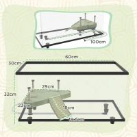 PawHut Acvariu pentru Țestoase 50L Terariu pentru Țestoase Mici cu Platformă Rampă și Termometru 60x30x32 cm Transparent(m-3)