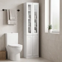 HOMCOM Mobile da bagno a 6 livelli con 4 ante soft-close e ripiani regolabili, bianco(m-5)
