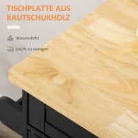 HOMCOM Keukentrolley Serveerwagen Keukenblok, 1 Kruidenrek, 1 Handdoekhouder, 109 cm x 40 cm x 89 cm, Zwart(m-7)