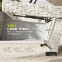 Outsunny Outdoor PE Rattan Sun Lounger, Folding Wicker Garden Lounger Recliner with 4-Level Adjustable Backrest, Rolling Sunbed Lounge Chair with Wheels, Non-Slip Legs for Balcony, Beach, Grey(m-7)