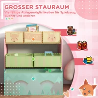 ZONEKIZ Kinderschrank mit 6 Stoffboxen, niedliches Motiv, 63x30x66 cm, Rosa(m-4)