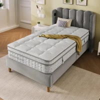 Saltea cu arcuri pocket 7 zone 90x200 cm H3, hibrid din spumă rece, 200x90x25 cm, Alb(m-5)