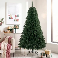 HOMCOM Árbol de Navidad 180 cm Artificial con 888 Ramas Ignífugas, Base Metálica Plegable, Verde(m-5)