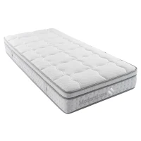 Saltea cu arcuri pocket 7 zone 90x200 cm H3, hibrid din spumă rece, 200x90x25 cm, Alb(m-1)