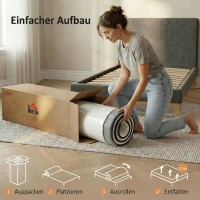 HOMCOM Matratze Taschenfederkernmatratze mit Memory-Schaumstoff grünem Tee H3 Härtegrad Oeko-TEX & CertiPUR 200x90x20 cm Grau(m-8)