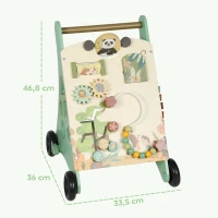 AIYAPLAY Pchacz drewniany Montessori pomoc w nauce chodzenia z regulacją prędkości, cymbałki, zębatki i labirynt z koralikami, zielony(m-3)