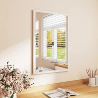 HOMCOM Miroir mural rectangulaire 60 x 40 cm, cadre en bois blanc, idéal pour la salle de bain, salon ou chambre(m-11)