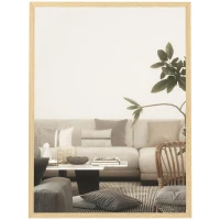 HOMCOM Miroir mural rectangulaire 80 x 60 cm, cadre en bois naturel, idéal pour la salle de bain, salon ou chambre(m-12)