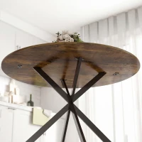 HOMCOM Ronde eettafel voor 4 personen, keukentafel in industriële stijl met stalen poten, voor eetkamer, keuken, Rustiek-Bruin(m-9)